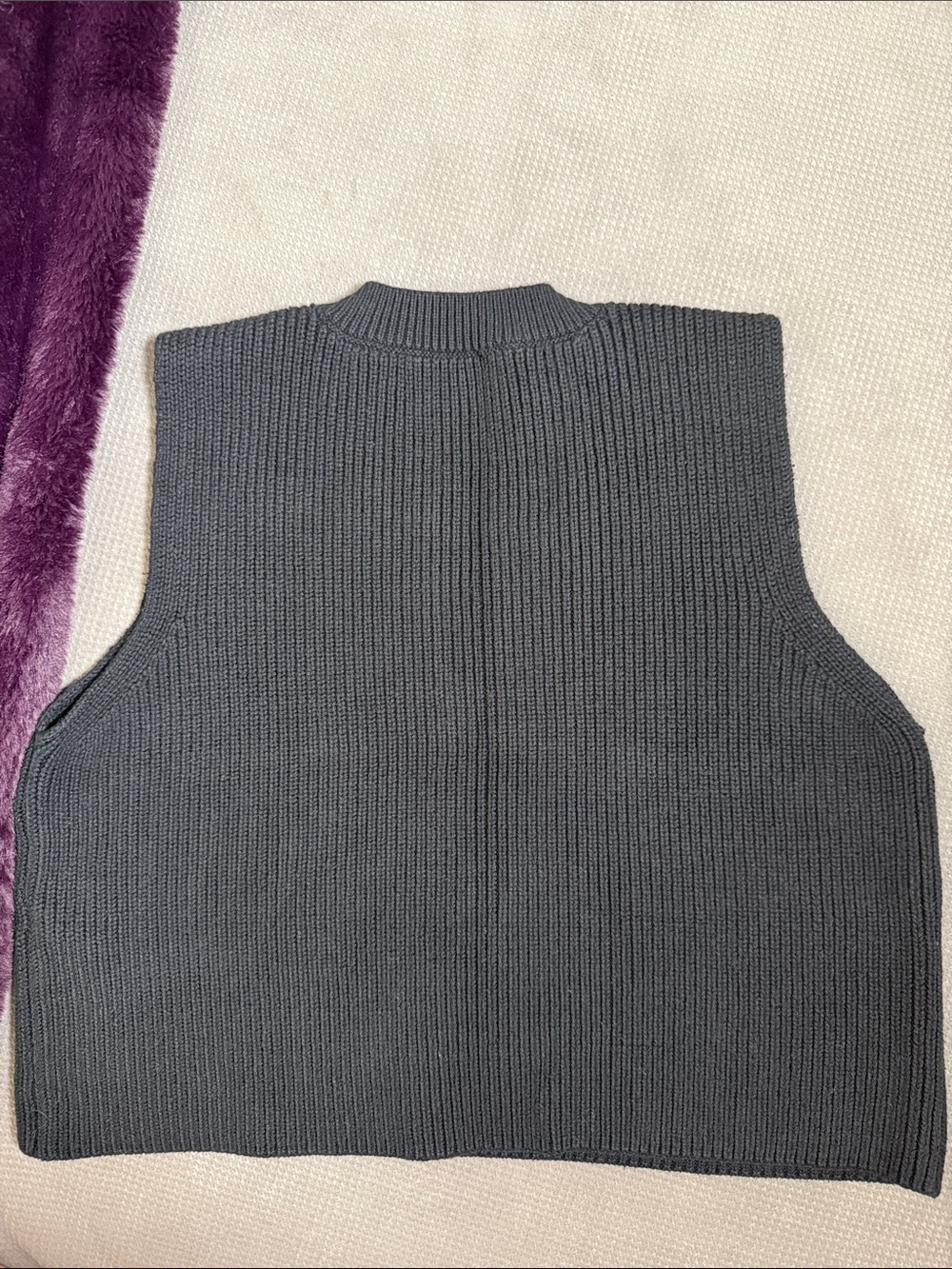 Zara Knit Sweater Vest Black V Neck Ribbed Size Medium - Picture 6 of 6